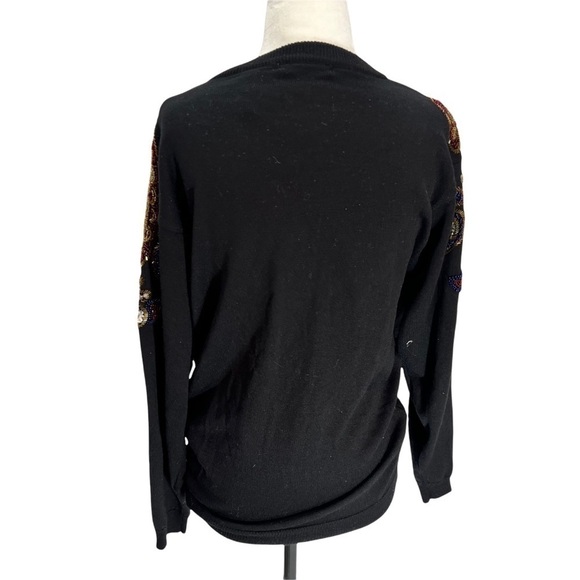 VINTAGE 1980's Rino Rossi Black Embellished Sequin Sweater Size S - Picture 5 of 8